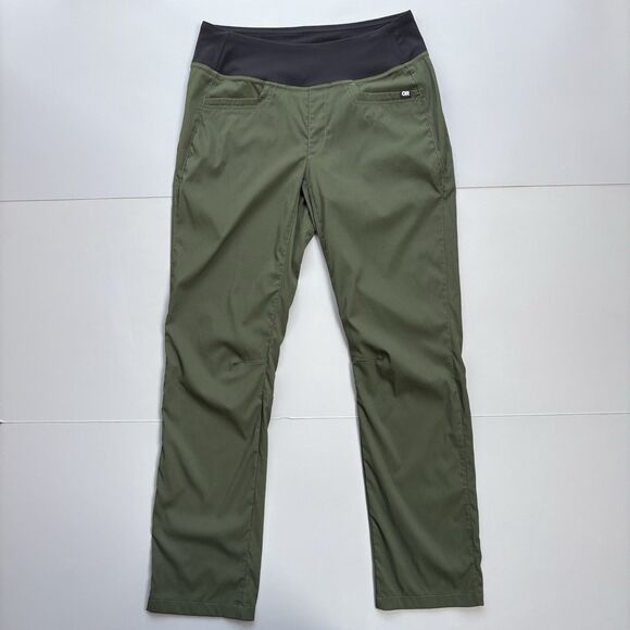 Outdoor Research Pants - Outdoor Research Olive Green Straight-Leg Women's Pants with Black Waistband